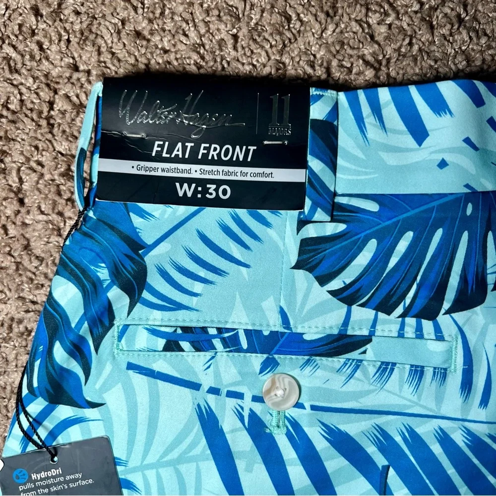 Walter Hagen Men’s Size Medium Golf Shorts Lightweight Blue Floral Plant Beach